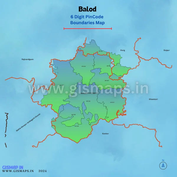 Balod Pincode Boundaries Map (Chhatisgarh)