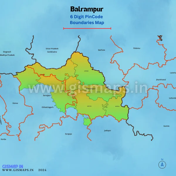 Balrampur Pincode Boundaries Map (Chhatisgarh)