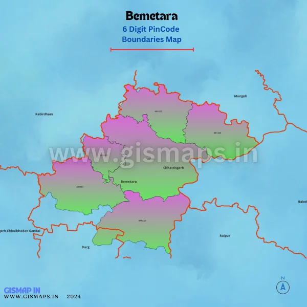 Bemetara Pincode Boundaries Map (Chhatisgarh)