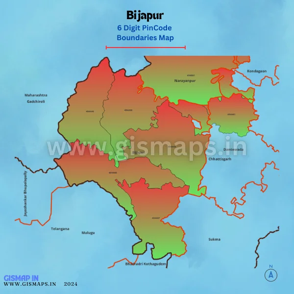 Bijapur Pincode Boundaries Map (Chhatisgarh)