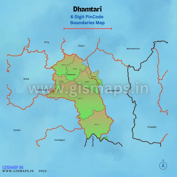 Dhamtari Pincode Boundaries Map (Chhatisgarh)