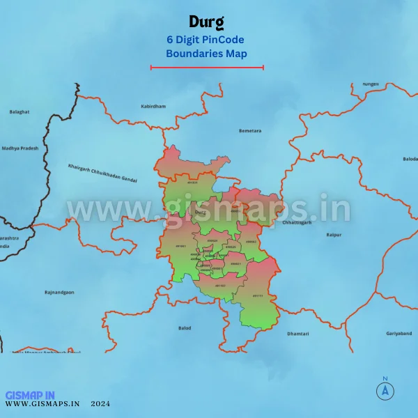 Durg Pincode Boundaries Map (Chhatisgarh)