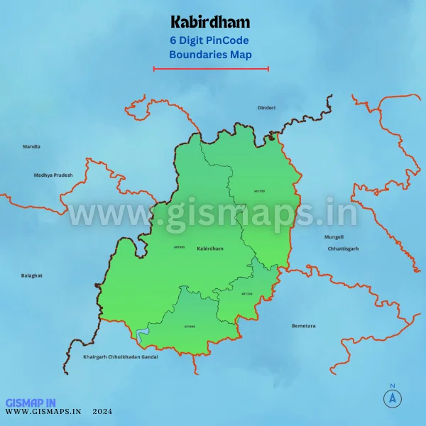 Kabirdham Pincode Boundaries Map (Chhatisgarh)