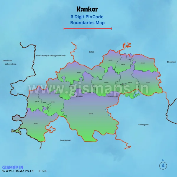 Kanker Pincode Boundaries Map (Chhatisgarh)