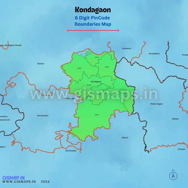 Kondagaon Pincode Boundaries Map (Chhatisgarh)