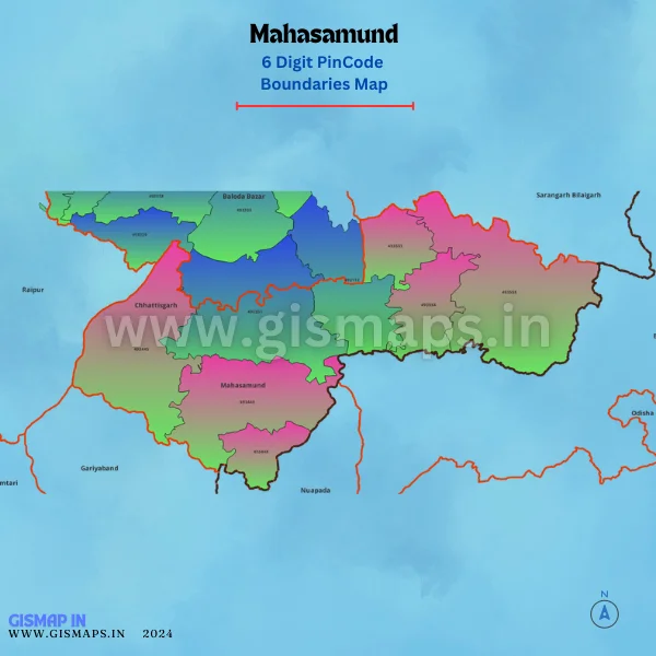 Mahasamund Pincode Boundaries Map (Chhatisgarh)