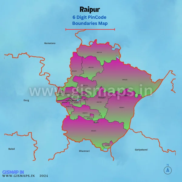 Raipur Pincode Boundaries Map (Chhatisgarh)