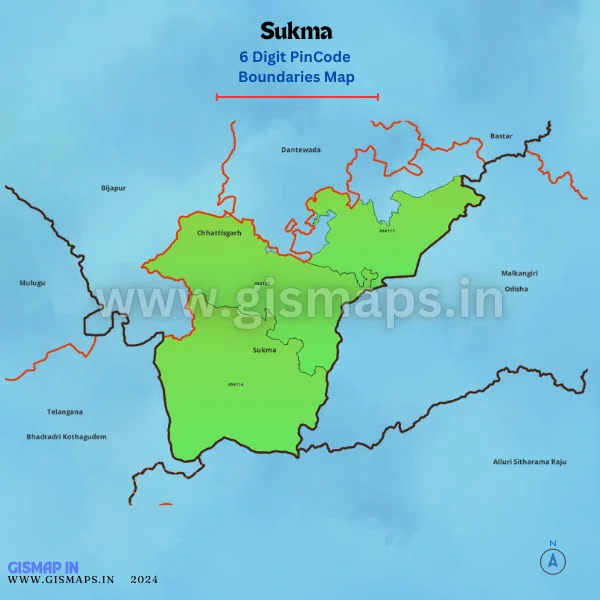 Sukma Pincode Boundaries Map (Chhatisgarh)