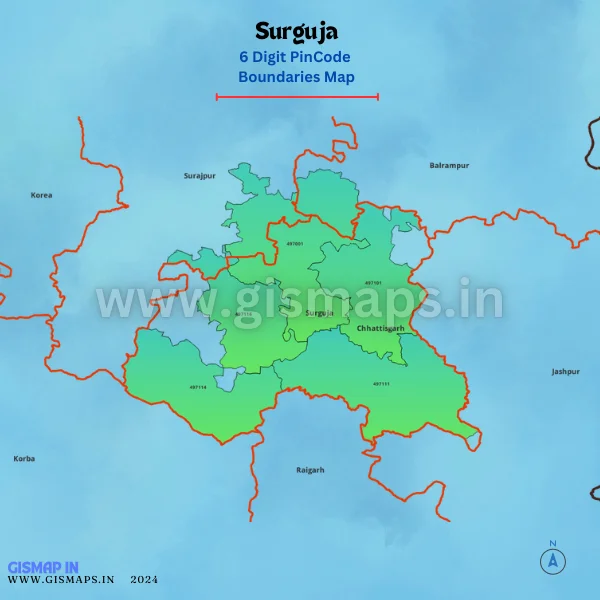 Surguja Pincode Boundaries Map (Chhatisgarh)