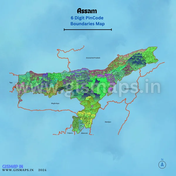 Assam 6 Digit Pincode Boundaries Map