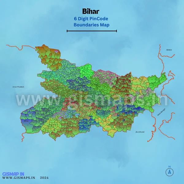 Bihar 6 Digit Pincode Boundaries Map