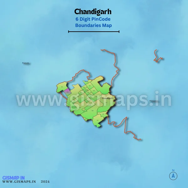 Chandigarh 6 Digit Pincode Boundaries Map