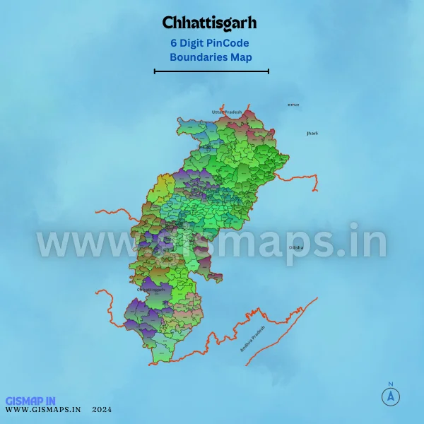 Chhattisgarh 6 Digit Pincode Boundaries Map