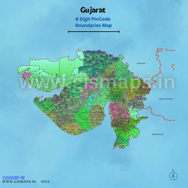 Gujarat 6 Digit Pincode Boundaries Map