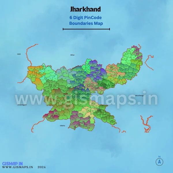 Jharkhand 6 Digit Pincode Boundaries Map