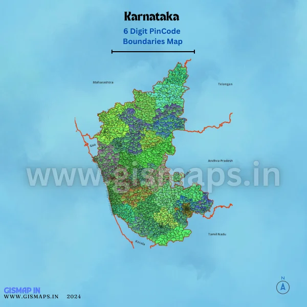 Karnataka 6 Digit Pincode Boundaries Map