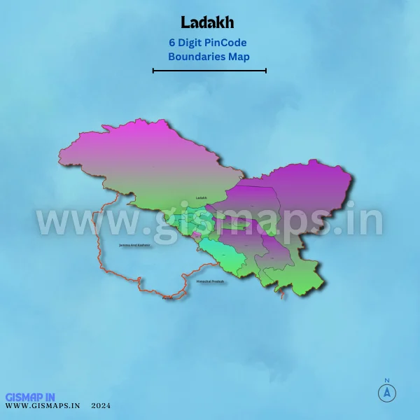 Ladakh 6 Digit Pincode Boundaries Map