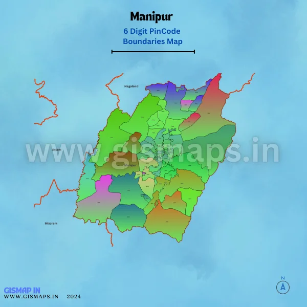 Manipur 6 Digit Pincode Boundaries Map