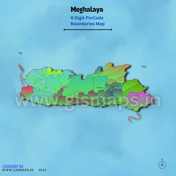 Meghalaya 6 Digit Pincode Boundaries Map