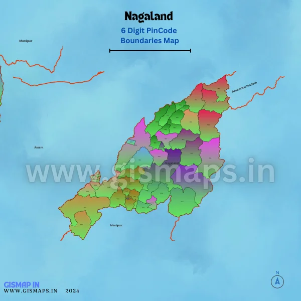 Nagaland 6 Digit Pincode Boundaries Map