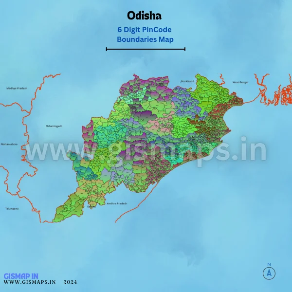 Odisha 6 Digit Pincode Boundaries Map