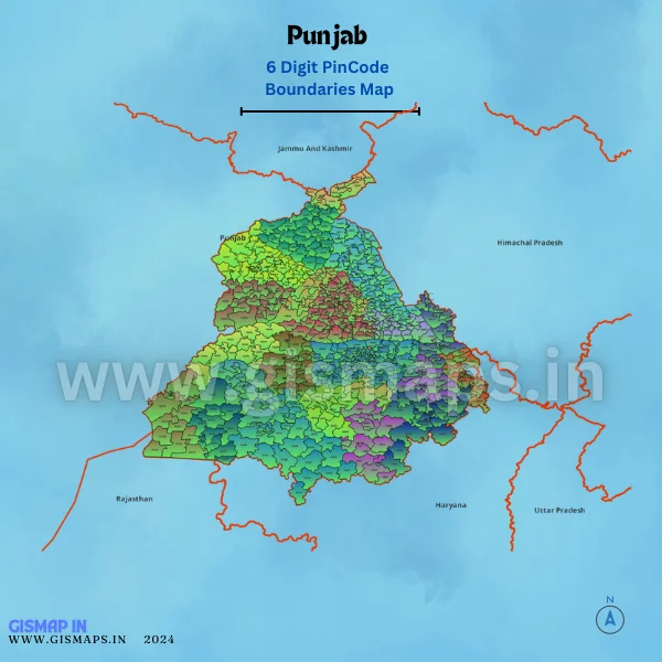 Punjab 6 Digit Pincode Boundaries Map