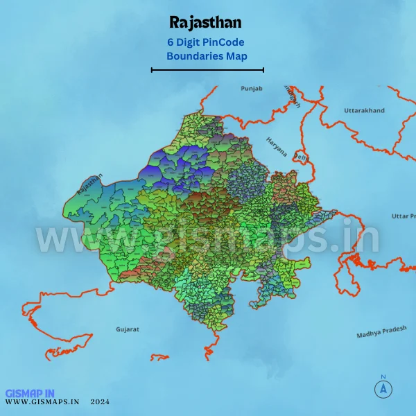 Rajasthan 6 Digit Pincode Boundaries Map