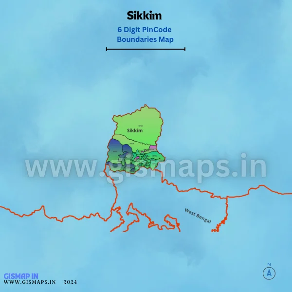 Sikkim 6 Digit Pincode Boundaries Map