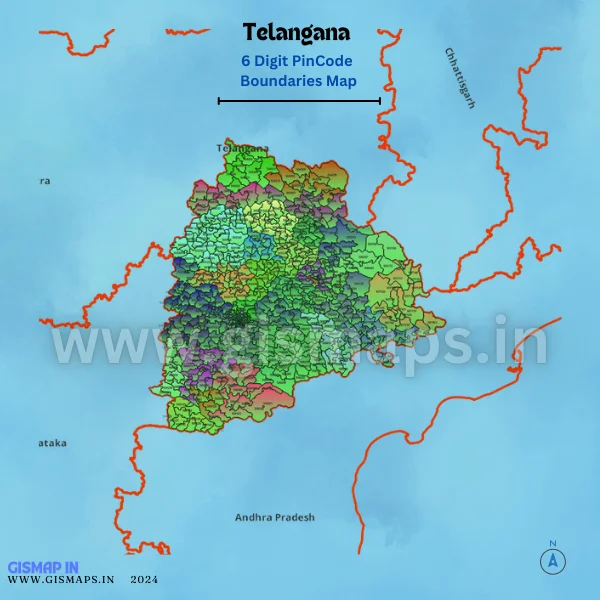 Telangana 6 Digit Pincode Boundaries Map