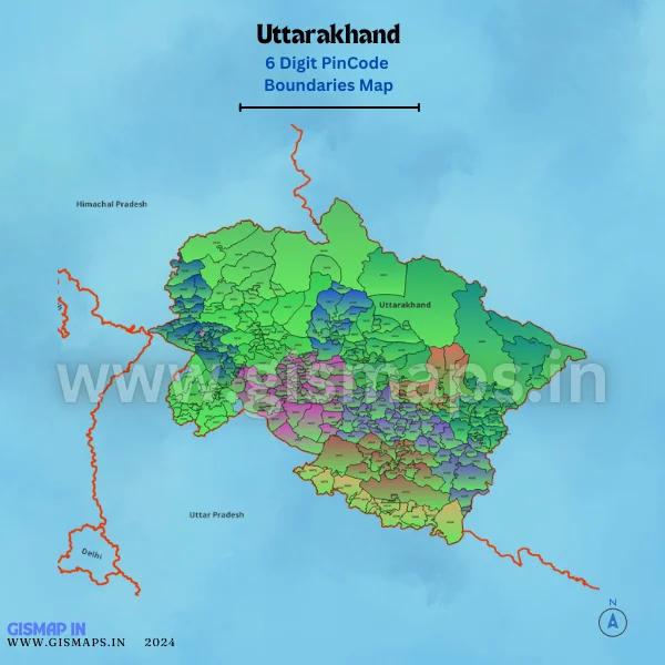 Uttarakhand 6 Digit Pincode Boundaries Map