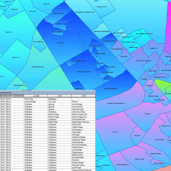 Localities and sub localities boundaries map