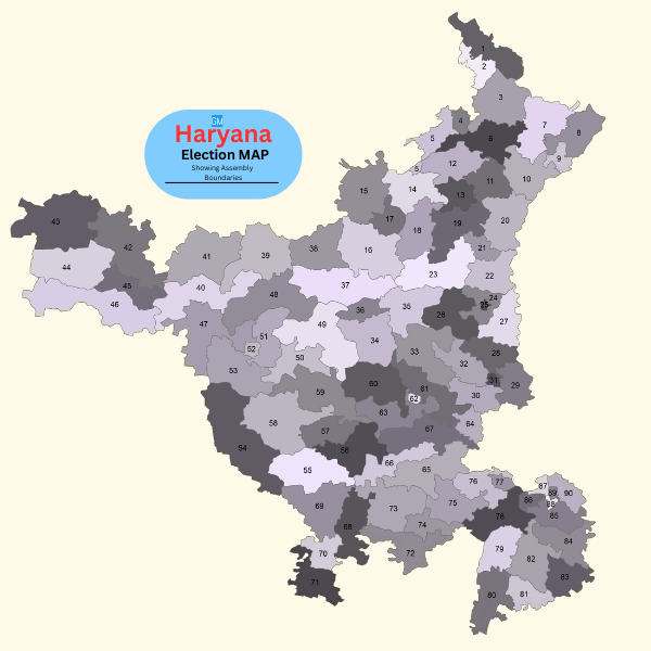 India Haryana Election Map Showing Haryana Assembly Boundaries